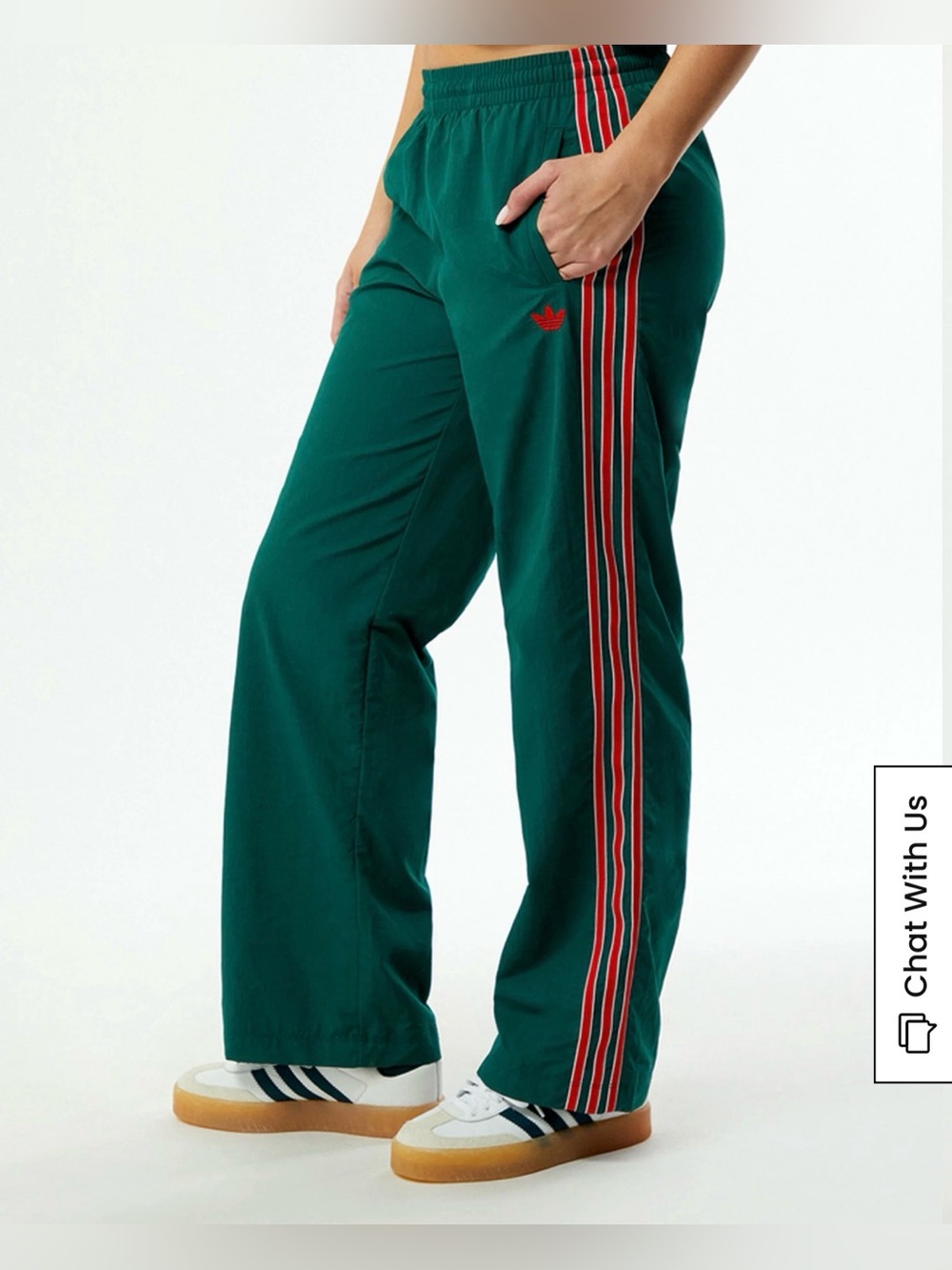 Adidas Originals Women’s SST Woven Track Pants Green/Red KC6517 - Picture 7 of 10